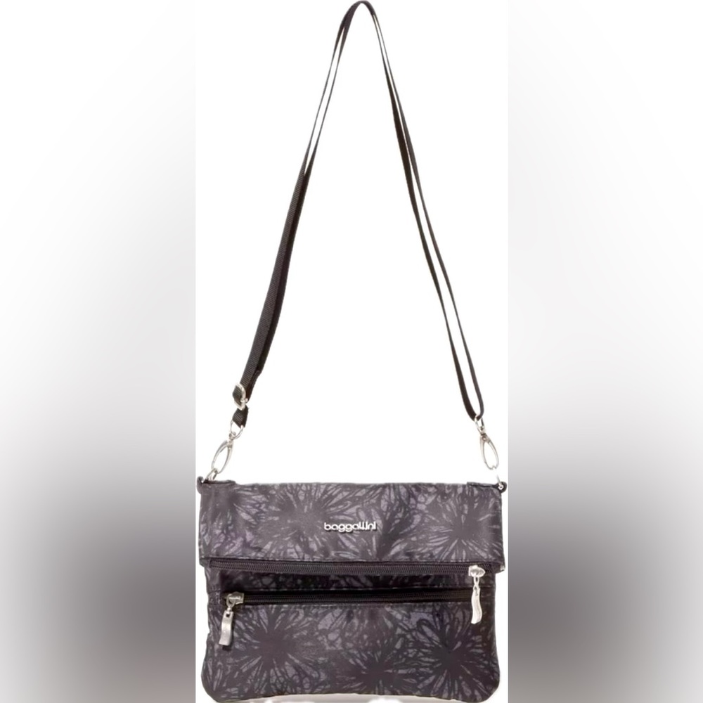 Baggallini Flip Zip Crossbody Bag, Black & Gray, Excellent Condition - Picture 1 of 10